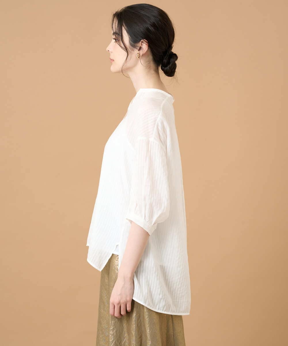 PRBGD51360 CHRISTIAN AUJARD(クリスチャン・オジャール) ドビーサテンストライプシャツ ホワイト