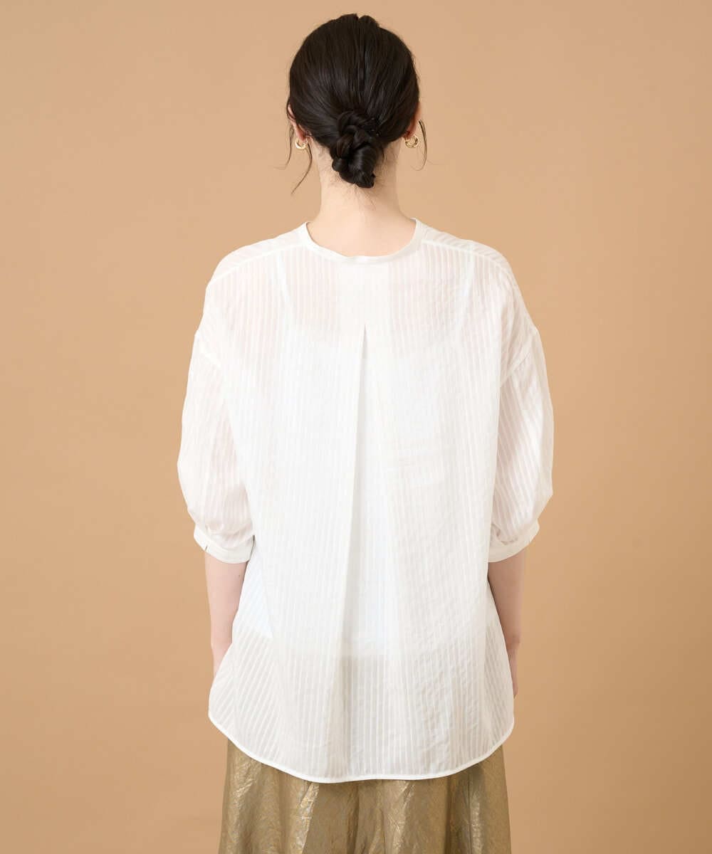 PRBGD51360 CHRISTIAN AUJARD(クリスチャン・オジャール) ドビーサテンストライプシャツ ホワイト