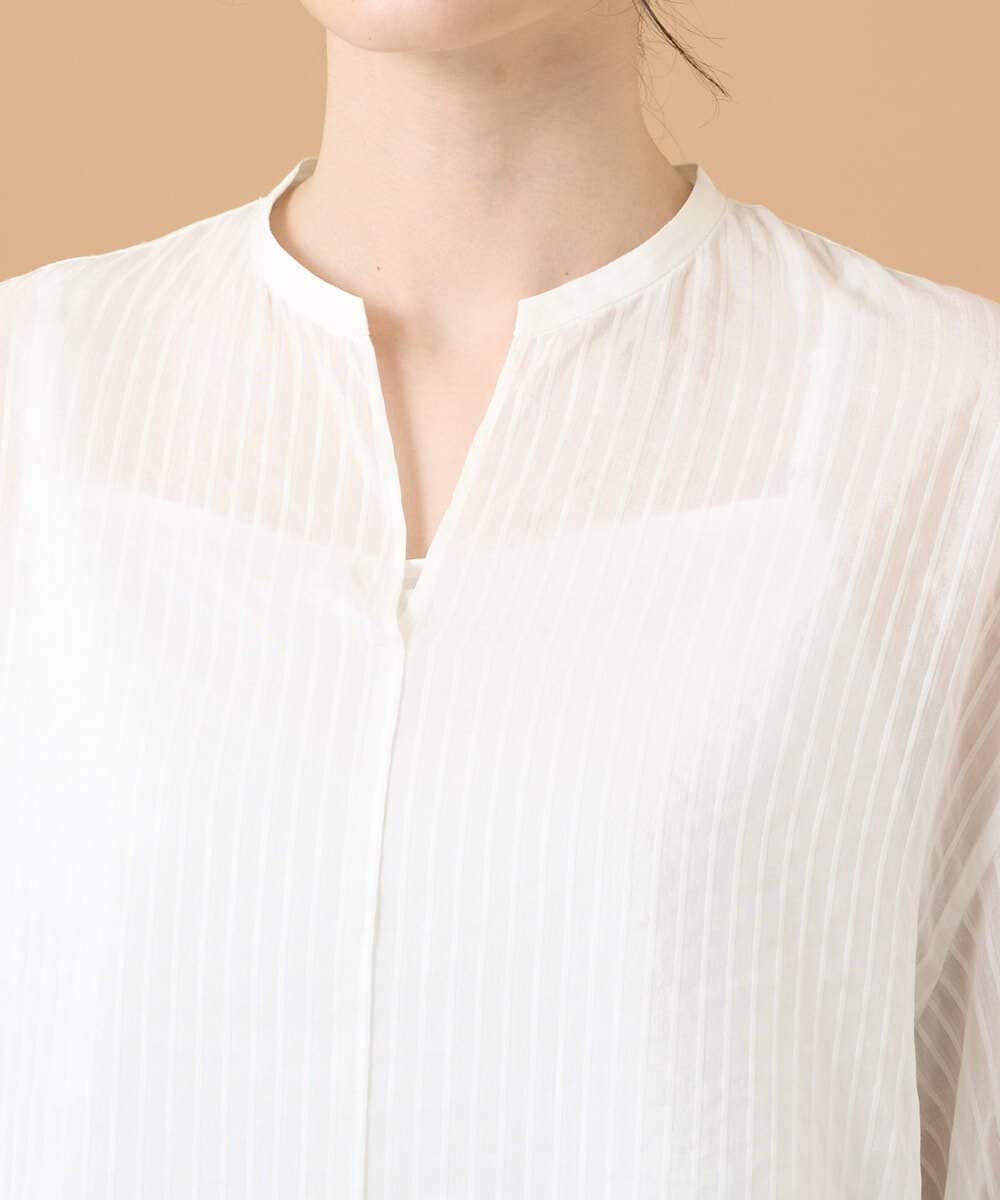 PRBGD51360 CHRISTIAN AUJARD(クリスチャン・オジャール) ドビーサテンストライプシャツ ホワイト