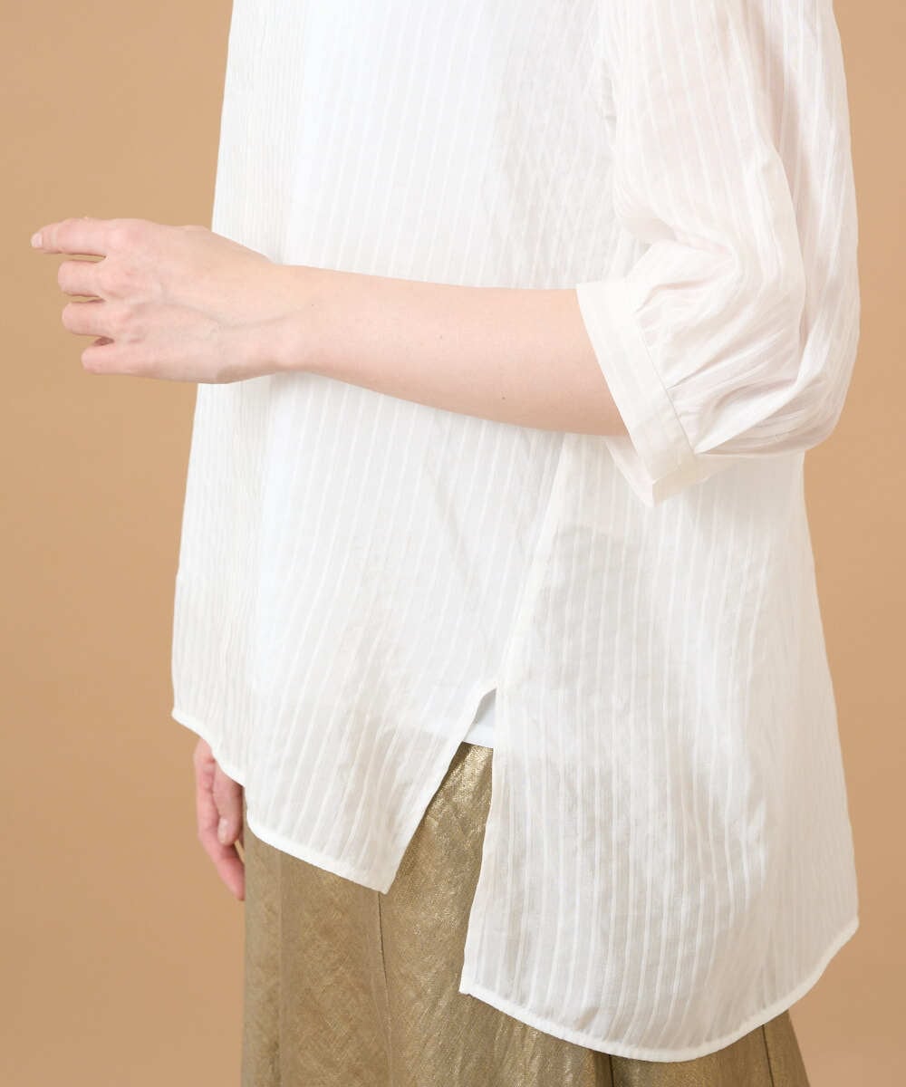 PRBGD51360 CHRISTIAN AUJARD(クリスチャン・オジャール) ドビーサテンストライプシャツ ホワイト