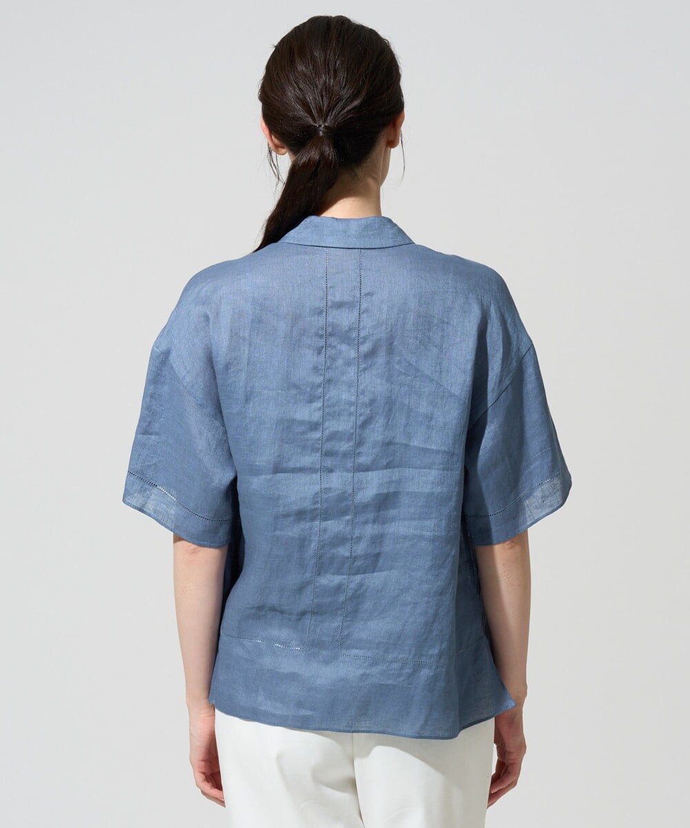PRBGD52390 CHRISTIAN AUJARD(クリスチャン・オジャール) リネンクロスブラウス ブルー