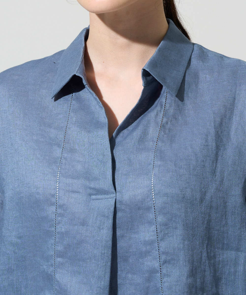 PRBGD52390 CHRISTIAN AUJARD(クリスチャン・オジャール) リネンクロスブラウス ブルー