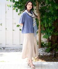 PRBGD52390 CHRISTIAN AUJARD(クリスチャン・オジャール) リネンクロスブラウス ブルー