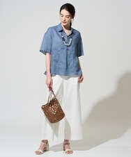 PRBGD52390 CHRISTIAN AUJARD(クリスチャン・オジャール) リネンクロスブラウス ブルー