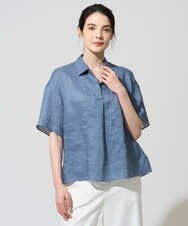 PRBGD52390 CHRISTIAN AUJARD(クリスチャン・オジャール) リネンクロスブラウス ブルー