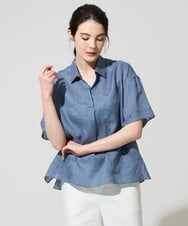 PRBGD52390 CHRISTIAN AUJARD(クリスチャン・オジャール) リネンクロスブラウス ブルー