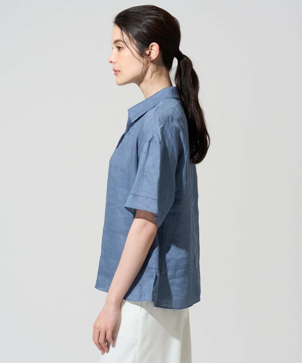 PRBGD52390 CHRISTIAN AUJARD(クリスチャン・オジャール) リネンクロスブラウス ブルー
