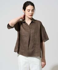 PRBGD52390 CHRISTIAN AUJARD(クリスチャン・オジャール) リネンクロスブラウス ブラウン