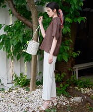 PRBGD52390 CHRISTIAN AUJARD(クリスチャン・オジャール) リネンクロスブラウス ブラウン