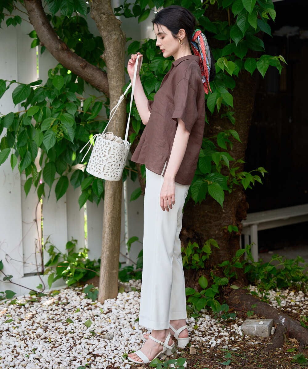 PRBGD52390 CHRISTIAN AUJARD(クリスチャン・オジャール) リネンクロスブラウス ブラウン