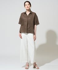 PRBGD52390 CHRISTIAN AUJARD(クリスチャン・オジャール) リネンクロスブラウス ブラウン