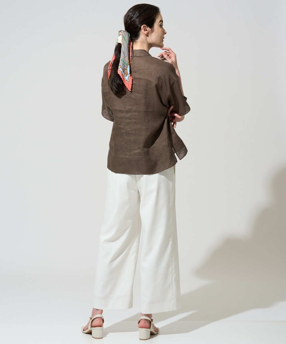 PRBGD52390 CHRISTIAN AUJARD(クリスチャン・オジャール) リネンクロスブラウス ブラウン