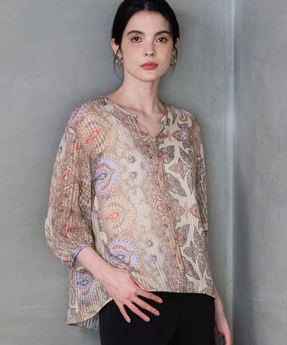 PRBGD53450 CHRISTIAN AUJARD [セットアップ対応]ゴールドオーナメントサラサブラウス