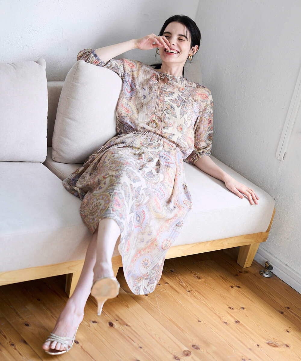 PRBGD53450 CHRISTIAN AUJARD(クリスチャン・オジャール) [セットアップ対応]ゴールドオーナメントサラサブラウス ゴールド系