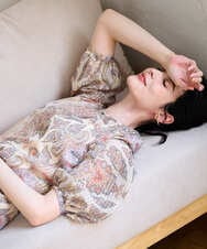 PRBGD53450 CHRISTIAN AUJARD(クリスチャン・オジャール) [セットアップ対応]ゴールドオーナメントサラサブラウス ゴールド系