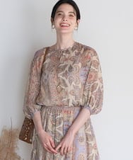 PRBGD53450 CHRISTIAN AUJARD(クリスチャン・オジャール) [セットアップ対応]ゴールドオーナメントサラサブラウス ゴールド系