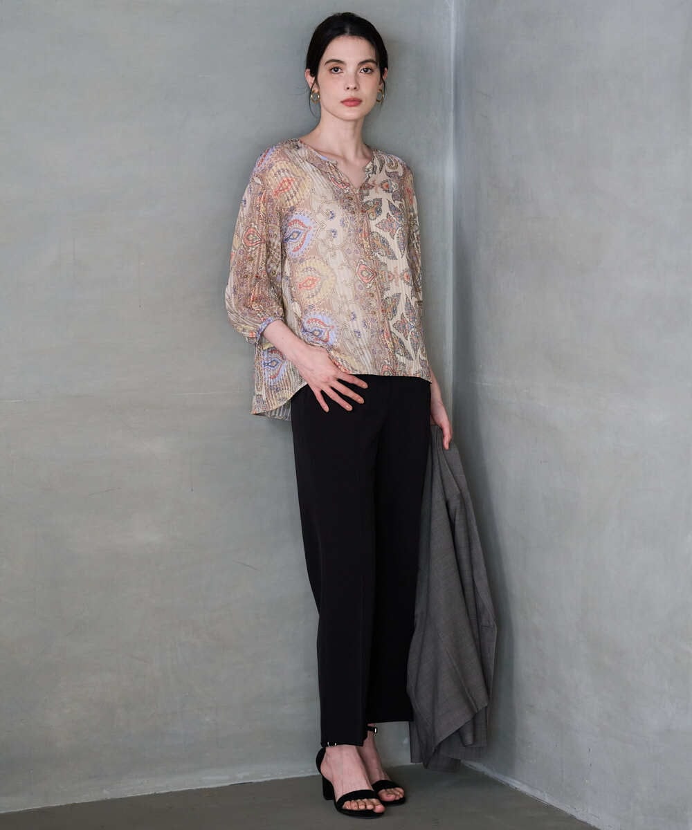 PRBGD53450 CHRISTIAN AUJARD(クリスチャン・オジャール) [セットアップ対応]ゴールドオーナメントサラサブラウス ゴールド系