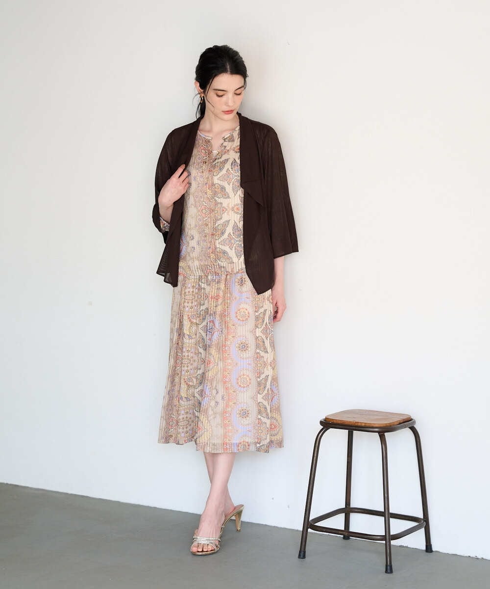 PRBGD53450 CHRISTIAN AUJARD(クリスチャン・オジャール) [セットアップ対応]ゴールドオーナメントサラサブラウス ゴールド系