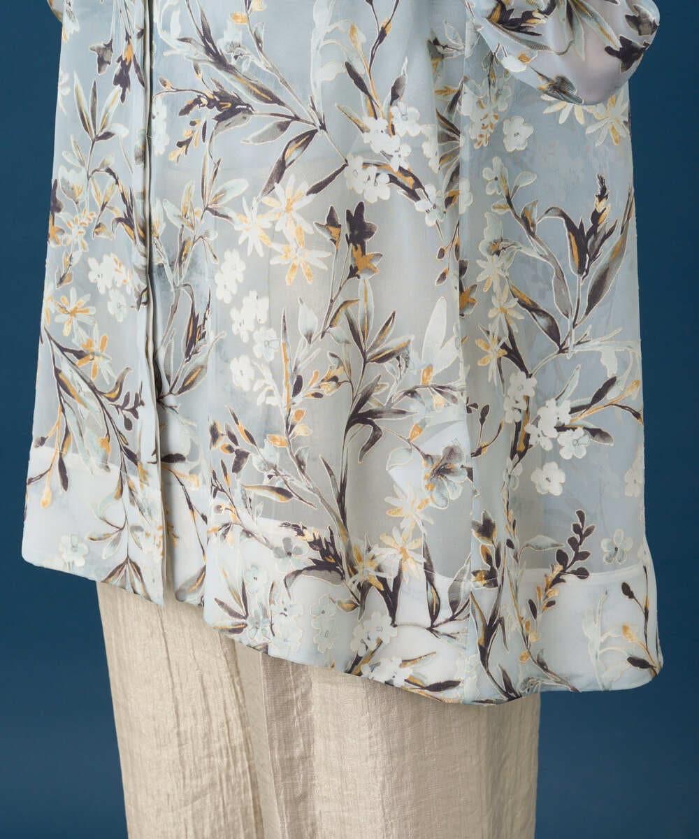 PRBGE02490 CHRISTIAN AUJARD(クリスチャン・オジャール) フラワープリントシアーブラウス グリーン