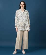 PRBGE02490 CHRISTIAN AUJARD(クリスチャン・オジャール) フラワープリントシアーブラウス グリーン