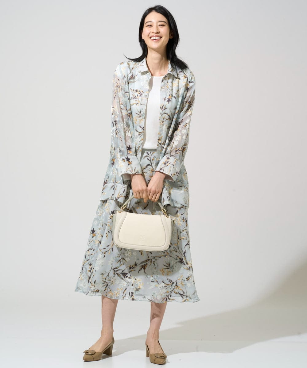 PRBGE02490 CHRISTIAN AUJARD(クリスチャン・オジャール) フラワープリントシアーブラウス グリーン系