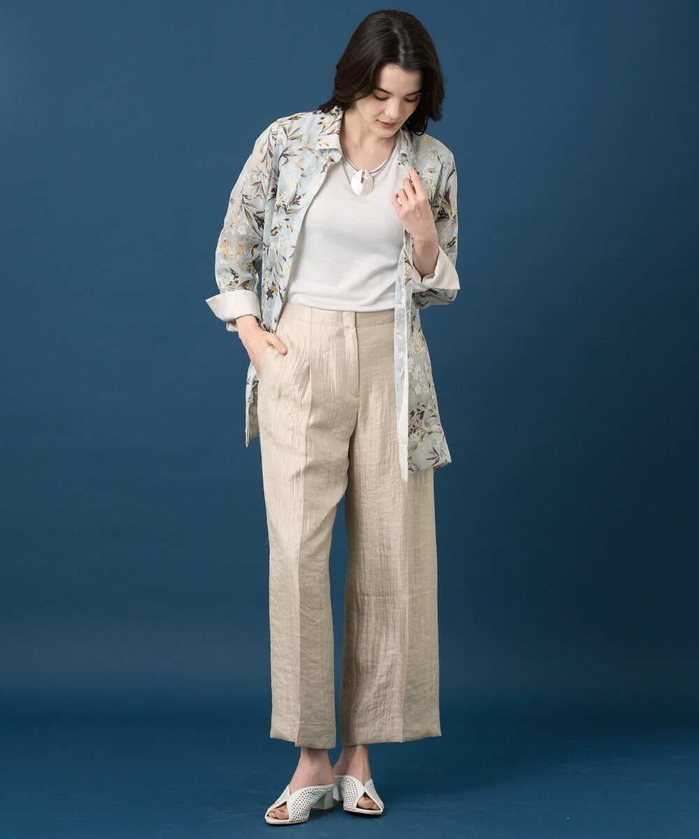 PRBGE02490 CHRISTIAN AUJARD(クリスチャン・オジャール) フラワープリントシアーブラウス グリーン