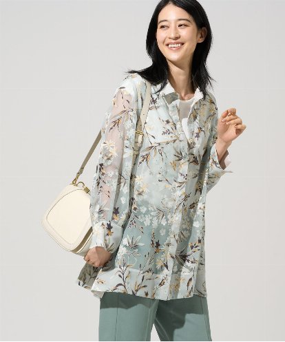 PRBGE02490 CHRISTIAN AUJARD フラワープリントシアーブラウス