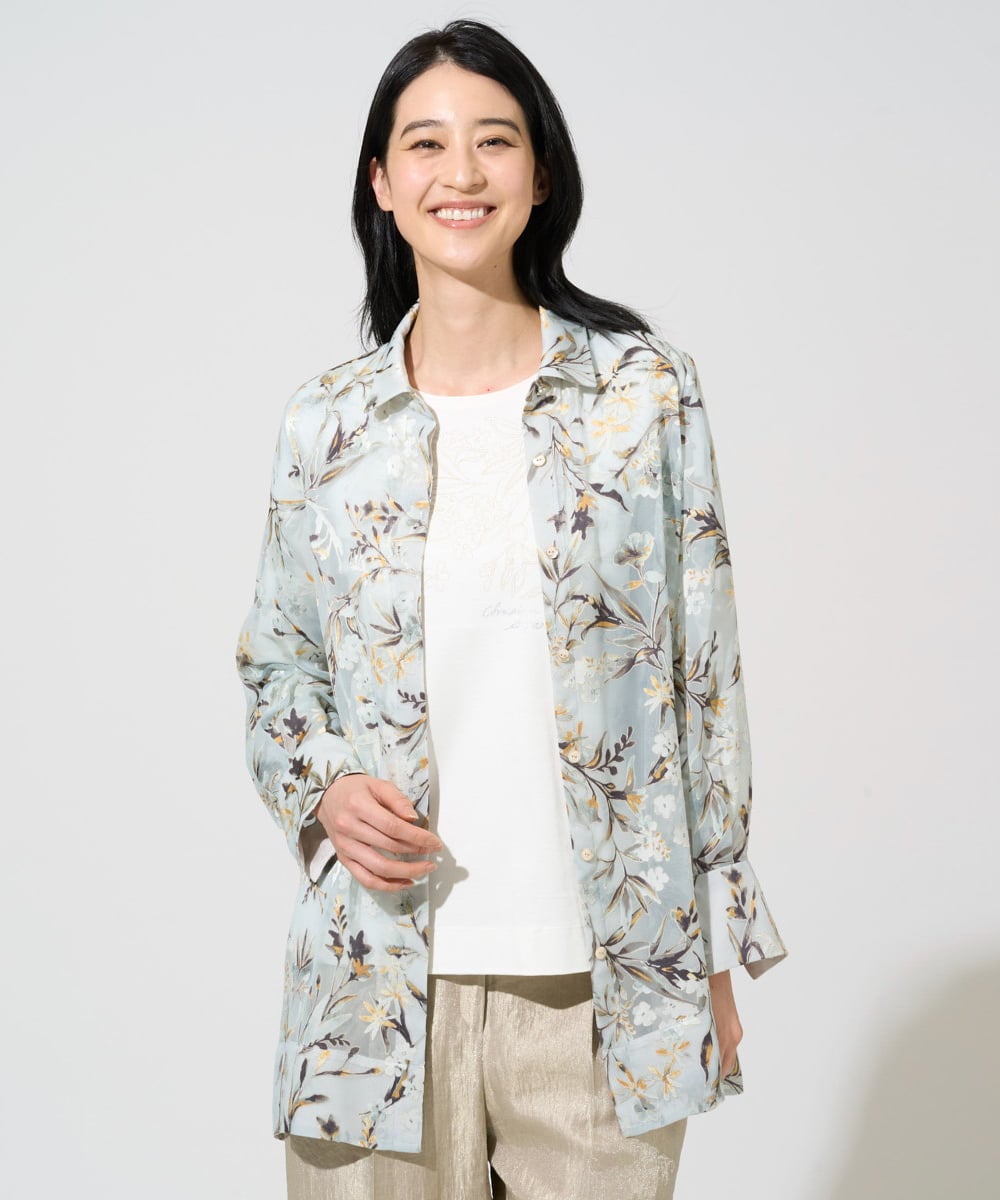 PRBGE02490 CHRISTIAN AUJARD フラワープリントシアーブラウス