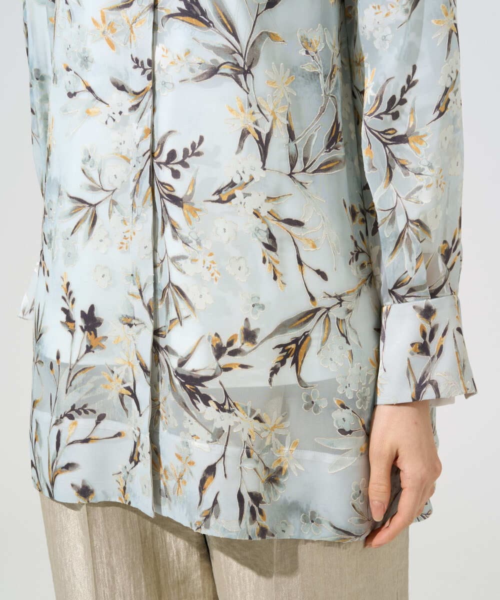 PRBGE02490 CHRISTIAN AUJARD(クリスチャン・オジャール) フラワープリントシアーブラウス グリーン系