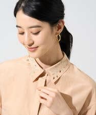 PRBGE04390 CHRISTIAN AUJARD(クリスチャン・オジャール) ウォッシャブルシルク刺繍ブラウス オレンジ