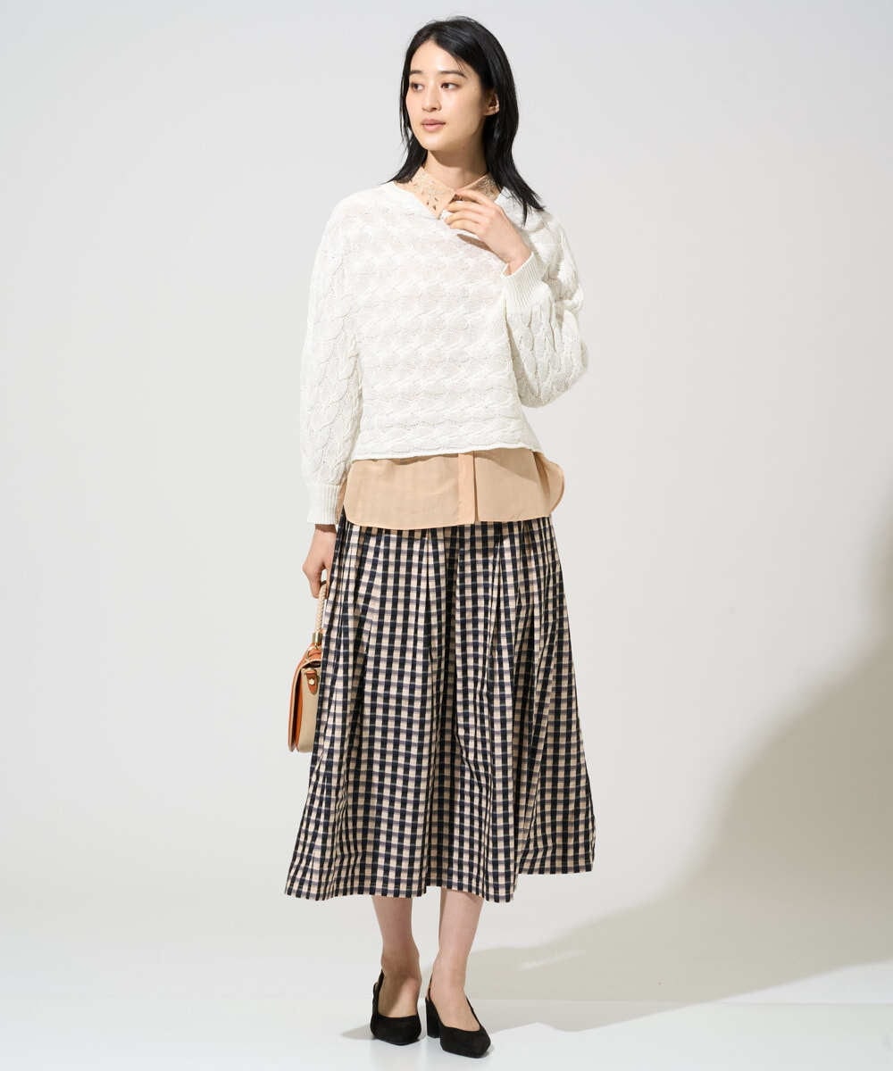 PRBGE04390 CHRISTIAN AUJARD(クリスチャン・オジャール) ウォッシャブルシルク刺繍ブラウス オレンジ