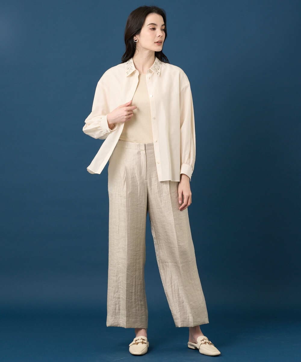 PRBGE04390 CHRISTIAN AUJARD(クリスチャン・オジャール) ウォッシャブルシルク刺繍ブラウス アイボリー