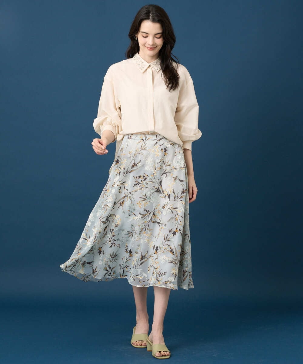 PRBGE04390 CHRISTIAN AUJARD(クリスチャン・オジャール) ウォッシャブルシルク刺繍ブラウス アイボリー