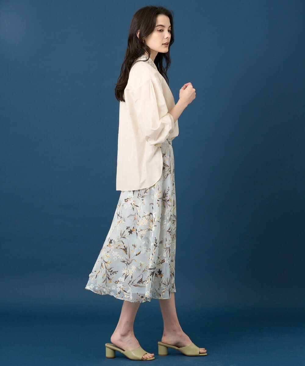 PRBGE04390 CHRISTIAN AUJARD(クリスチャン・オジャール) ウォッシャブルシルク刺繍ブラウス アイボリー