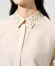 PRBGE04390 CHRISTIAN AUJARD(クリスチャン・オジャール) ウォッシャブルシルク刺繍ブラウス アイボリー