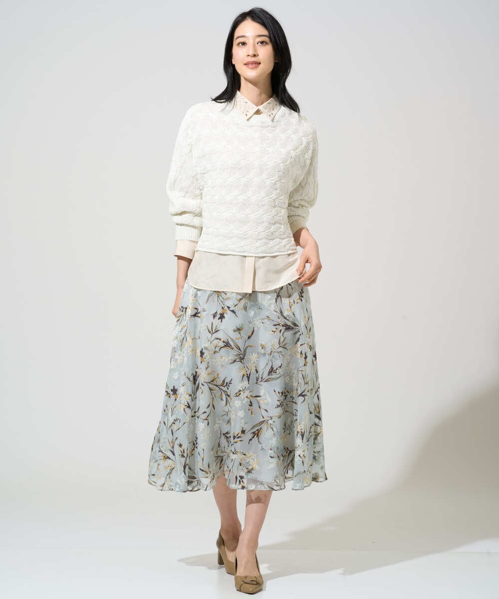 PRBGE04390 CHRISTIAN AUJARD(クリスチャン・オジャール) ウォッシャブルシルク刺繍ブラウス アイボリー