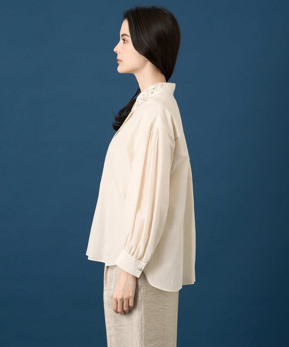 PRBGE04390 CHRISTIAN AUJARD(クリスチャン・オジャール) ウォッシャブルシルク刺繍ブラウス アイボリー