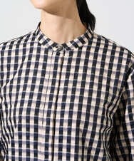 PRBGE09490 CHRISTIAN AUJARD(クリスチャン・オジャール) [セットアップ対応]シャンブレーチェックブラウス オレンジ×ネイビー系