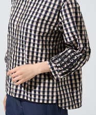 PRBGE09490 CHRISTIAN AUJARD(クリスチャン・オジャール) [セットアップ対応]シャンブレーチェックブラウス オレンジ×ネイビー系