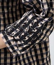 PRBGE09490 CHRISTIAN AUJARD(クリスチャン・オジャール) [セットアップ対応]シャンブレーチェックブラウス オレンジ×ネイビー系