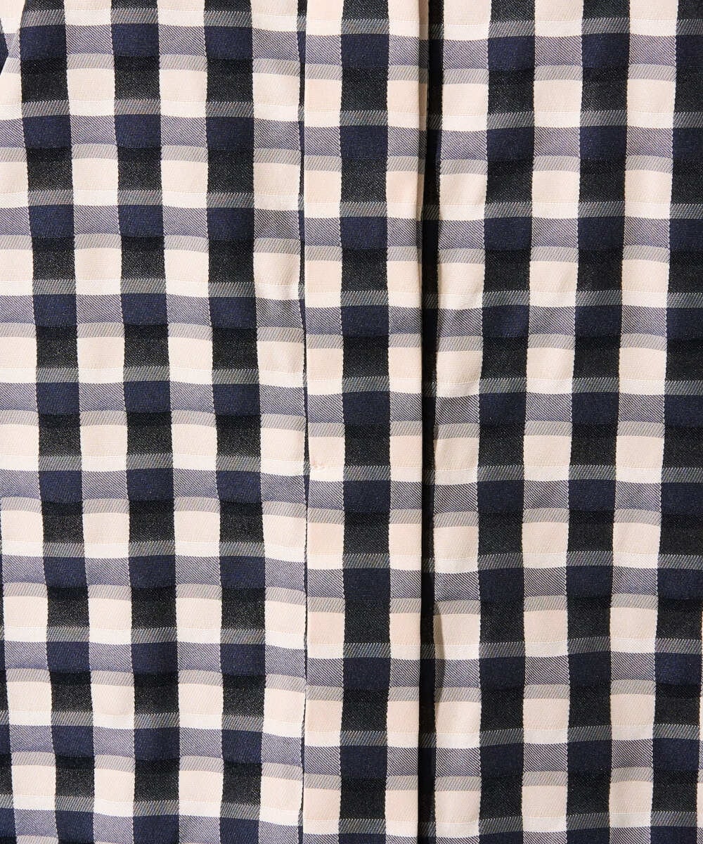 PRBGE09490 CHRISTIAN AUJARD(クリスチャン・オジャール) [セットアップ対応]シャンブレーチェックブラウス オレンジ×ネイビー系