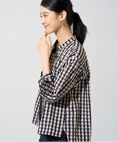 PRBGE09490 CHRISTIAN AUJARD [セットアップ対応]シャンブレーチェックブラウス