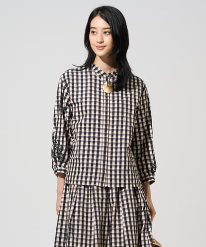 PRBGE09490 CHRISTIAN AUJARD [セットアップ対応]シャンブレーチェックブラウス