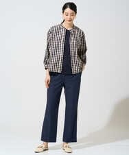 PRBGE09490 CHRISTIAN AUJARD(クリスチャン・オジャール) [セットアップ対応]シャンブレーチェックブラウス オレンジ×ネイビー系