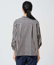 PRBGE09490 CHRISTIAN AUJARD(クリスチャン・オジャール) [セットアップ対応]シャンブレーチェックブラウス オレンジ×ネイビー系