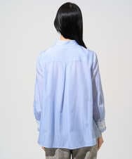 PRBGE15360 CHRISTIAN AUJARD(クリスチャン・オジャール) 袖レースストライプブラウス ライトブルー