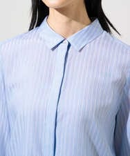 PRBGE15360 CHRISTIAN AUJARD(クリスチャン・オジャール) 袖レースストライプブラウス ライトブルー