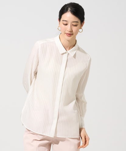 PRBGE15360 CHRISTIAN AUJARD 袖レースストライプブラウス