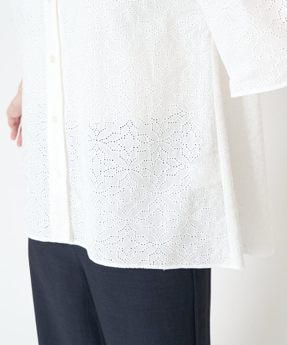 PRBHW17390 CHRISTIAN AUJARD(クリスチャン・オジャール) アイレット刺繍ブラウス ホワイト