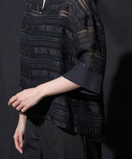 PRBJE36430 CHRISTIAN AUJARD(クリスチャン・オジャール) シアーラメボーダーブラウス ネイビー
